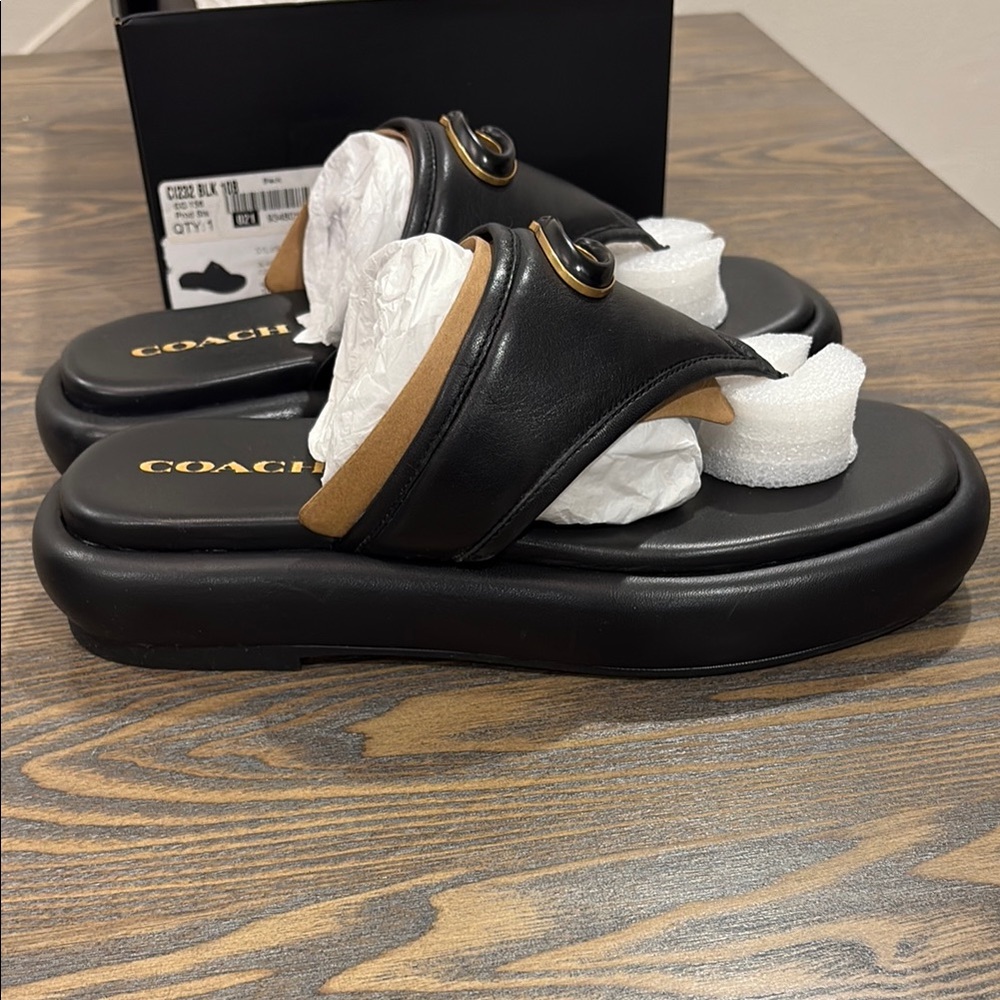 Coach Black Modern Split-Toe Sandals - Picture 4 of 4
